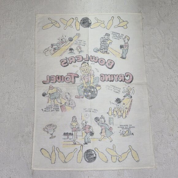 Vintage Cartoon Bowler Crying Towel MCM Funny Collectable 50's Classic Retro - Picture 3 of 3